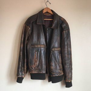 Mens brown leather jacket,  L/XL